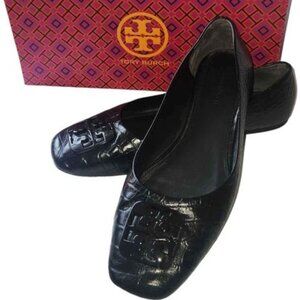 Tory Burch Black Ballet Soft Croco Flats Size 9.5